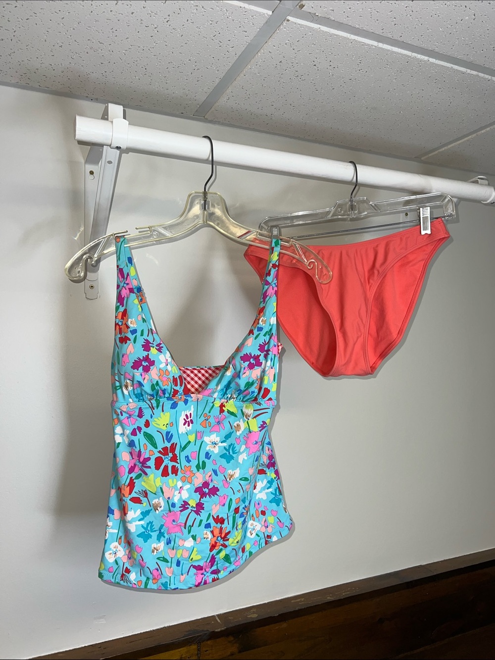 Vera Bradley Turquoise‎ Floral Tankini with Coral Bottom- S/M